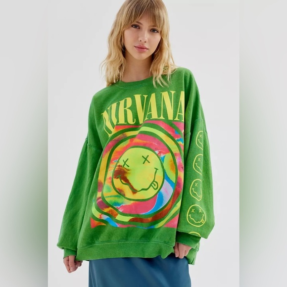 Urban Outfitters Sweaters - Urban Outfitters Green Nirvana Graphic Sweater